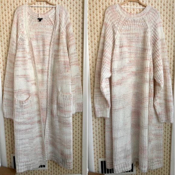Torrid Cozy Wool Duster Cardigan in Multi Pink | 6X - Picture 2 of 5